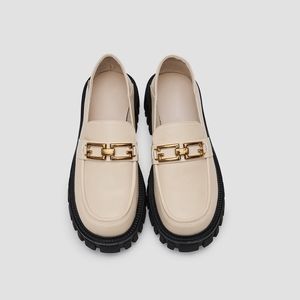 Women Leather Loafers with gold chain
